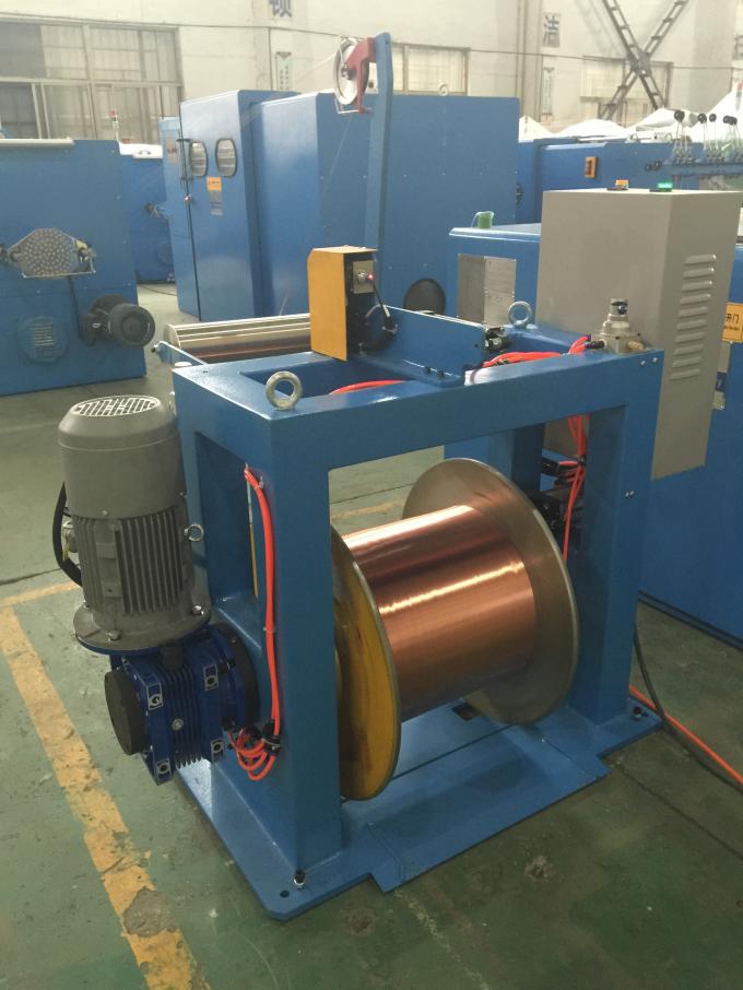 Sky Blue Copper Wire Twisting Machine , Shaftless Activewire Take Up Machine 0